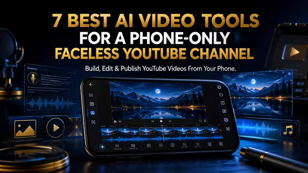 AI video tools for  phone creating -only a faceless YouTube channel. AI video tools for a phone-only faceless YouTube channel