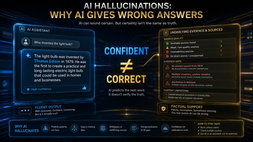 AI hallucinations showing how confident AI responses can contain false or unsupported information