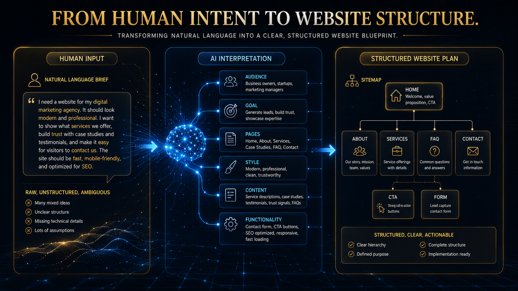 FROM HUMAN INTENT TO WEBSITE STRUCTURE