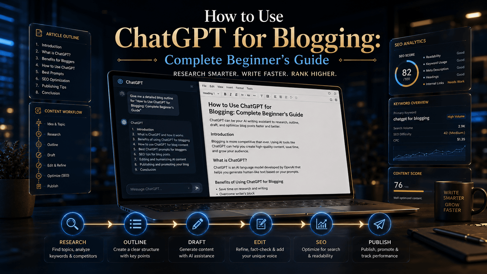 How to use ChatGPT for blogging from research and outlining to writing SEO editing and publishing