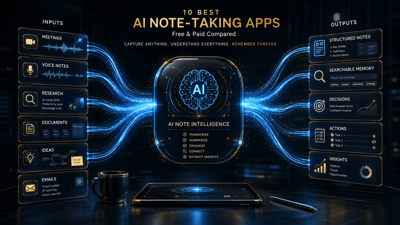 Best AI note taking apps system transforming conversations and research into searchable organizational memory