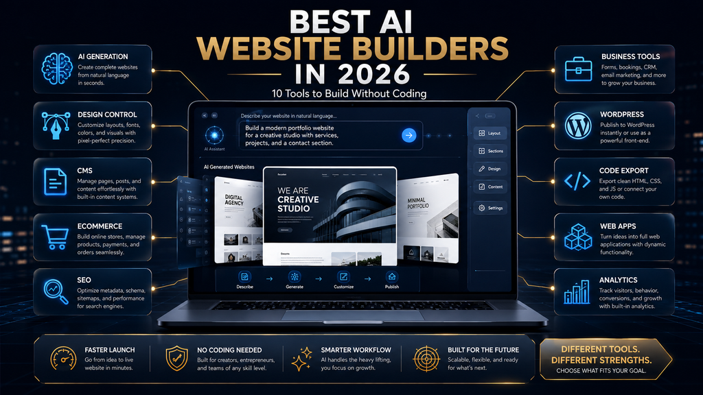 Best AI website builders in 2026 compared for beginners businesses and creators
