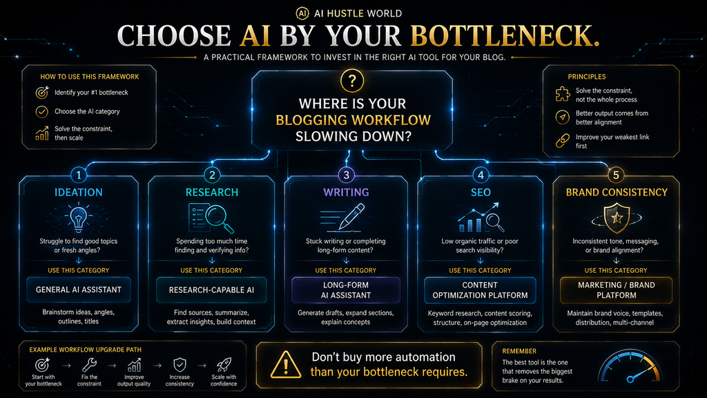 AI writing tool decision framework based on blogging workflow bottlenecks