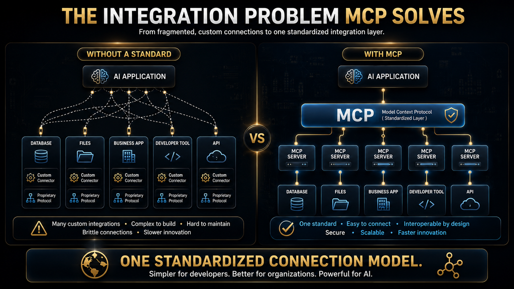 MCP client and MCP server architecture connecting an AI application with tools resources and prompts