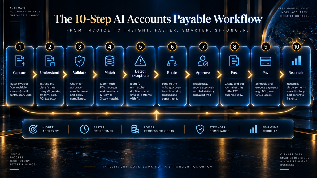 The 10-step AI accounts payable workflow from capture to reconciliation