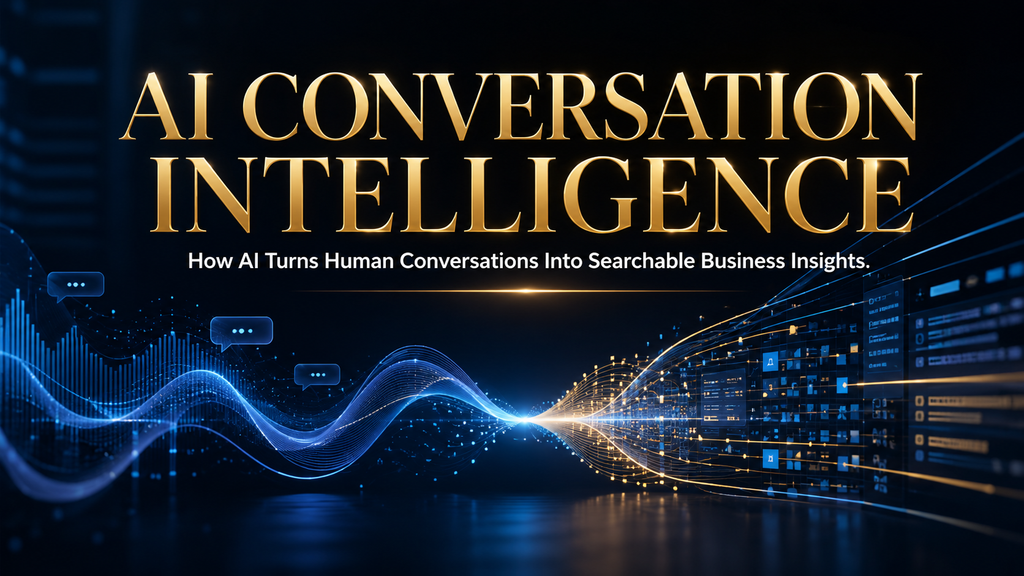 AI conversation intelligence concept showing human dialogue transformed into structured business insight.