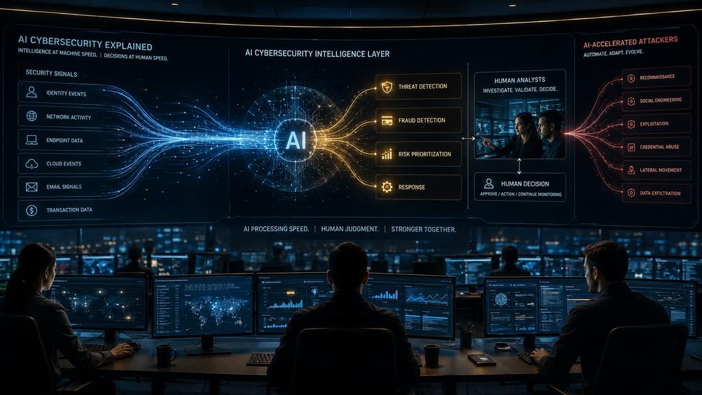 AI cybersecurity command center using AI to analyze security signals, detect threats and prioritize cyber risks