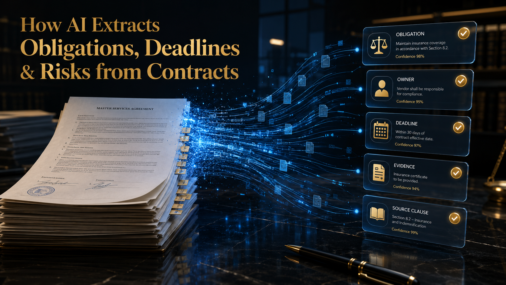 AI contract obligation extraction turning a long contract into verified deadlines and risk actions