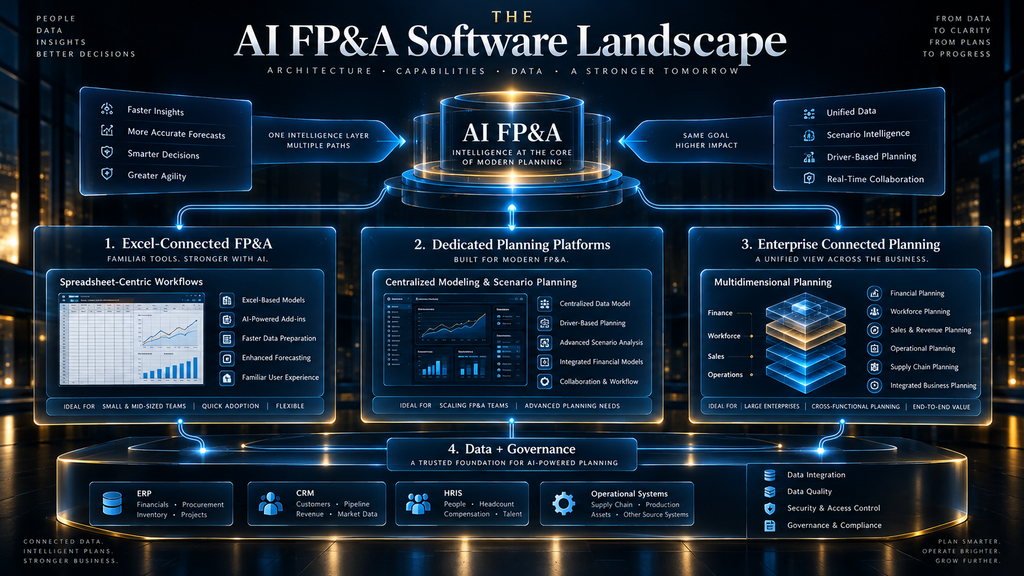 AI FP&A software market divided into Excel-connected dedicated planning and enterprise platforms