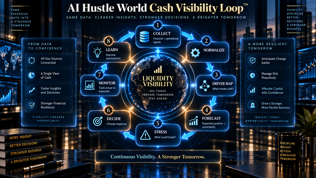 AI Hustle World Cash Visibility Loop for continuous cash flow forecasting