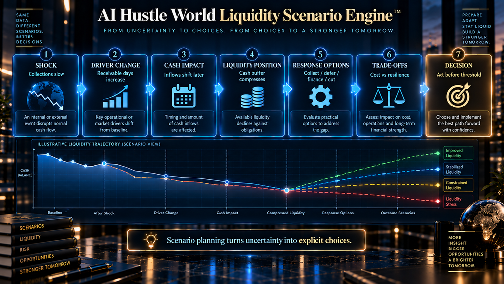 AI Hustle World Liquidity Scenario Engine for cash flow stress testing