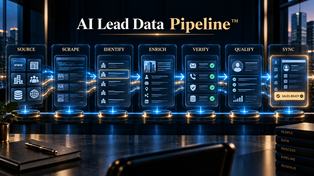 AI Lead Data Pipeline from source to sales-ready prospect