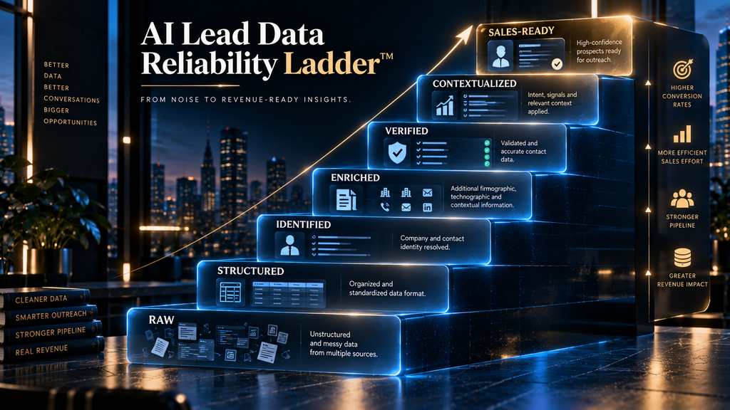 AI Lead Data Reliability Ladder from raw data to sales-ready