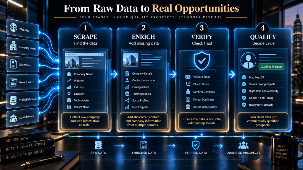 AI lead scraping enrichment verification and qualification workflow