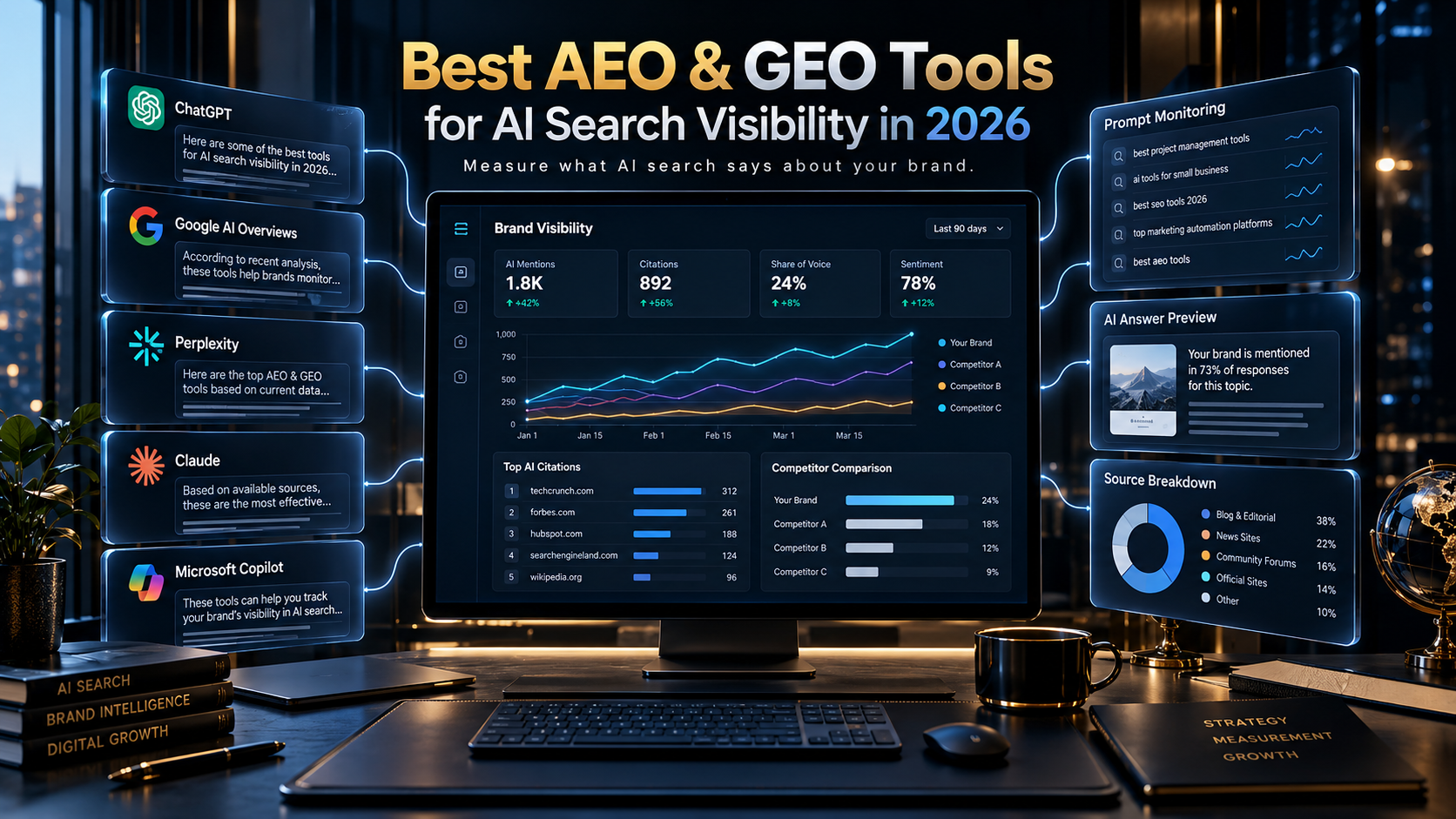 Best AEO & GEO tools for measuring AI search visibility across modern AI search platforms.
