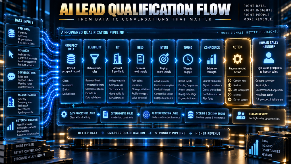 How AI lead qualification processes B2B prospect data into sales actions