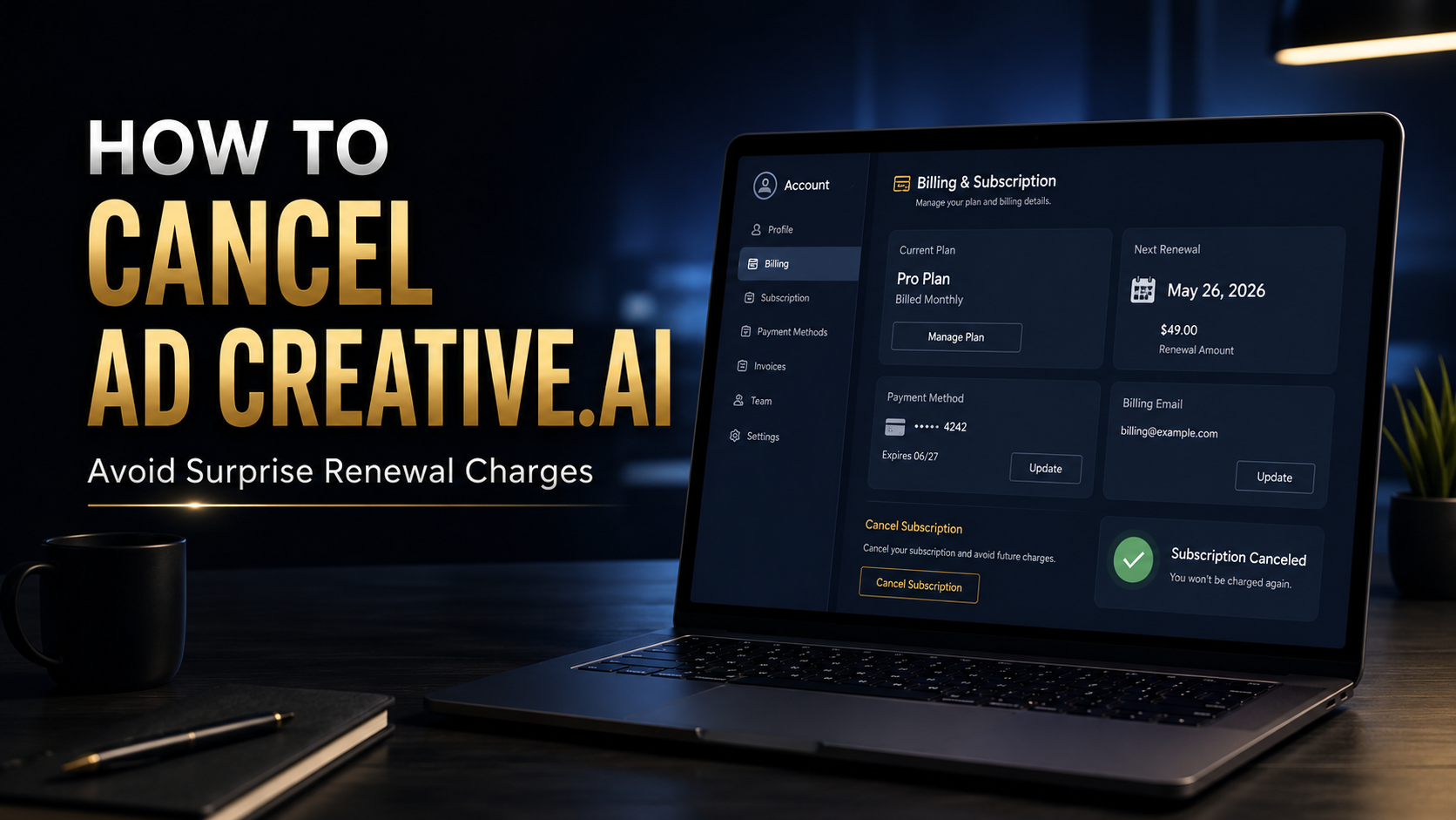 How to cancel an AdCreative.ai subscription and avoid surprise renewal charges.