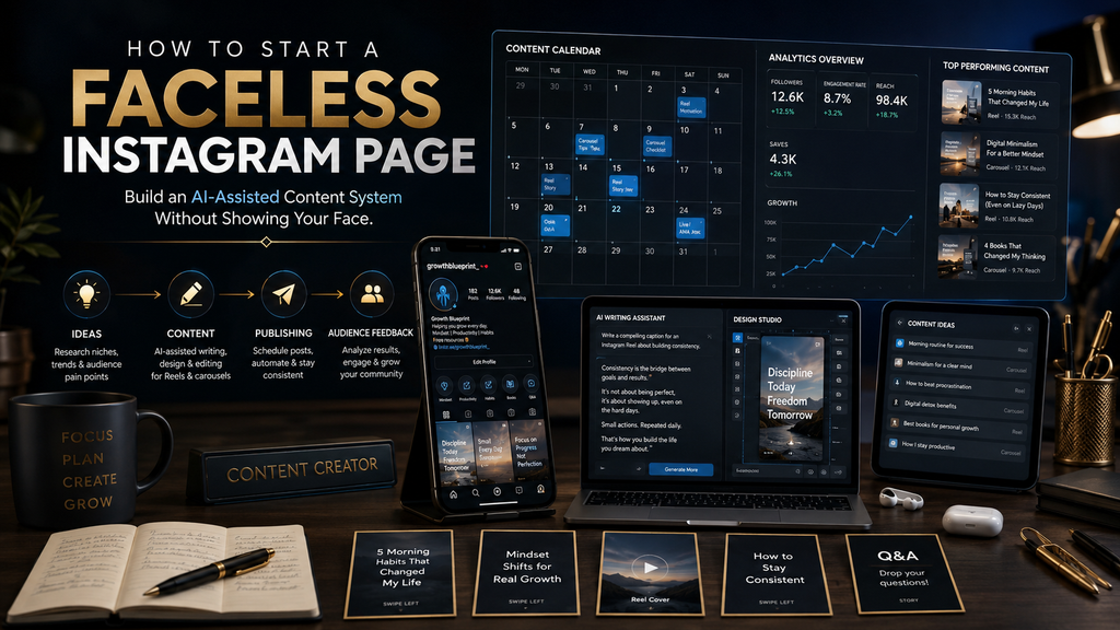 How to start a faceless Instagram page using an AI-assisted content workflow.