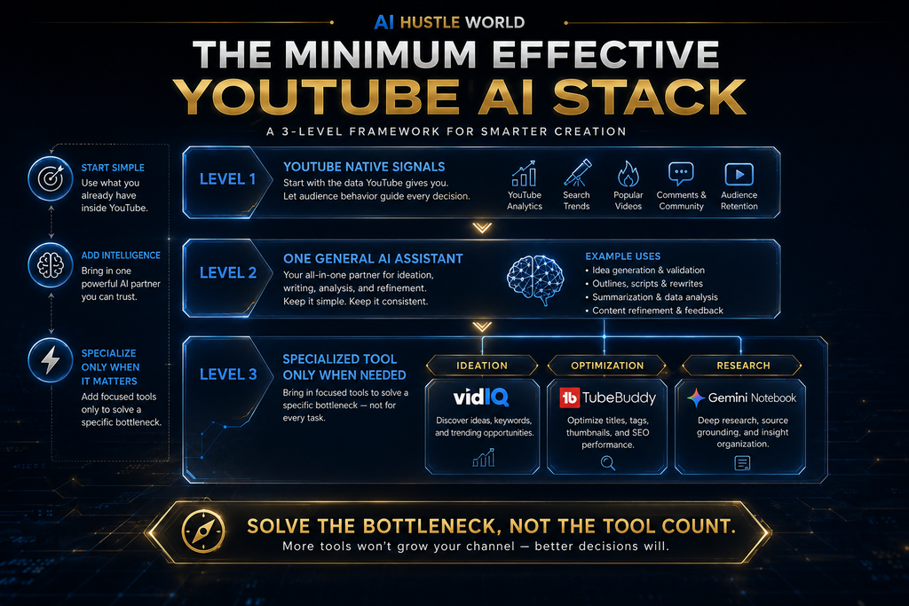 Minimum effective AI stack for YouTube creators by workflow need