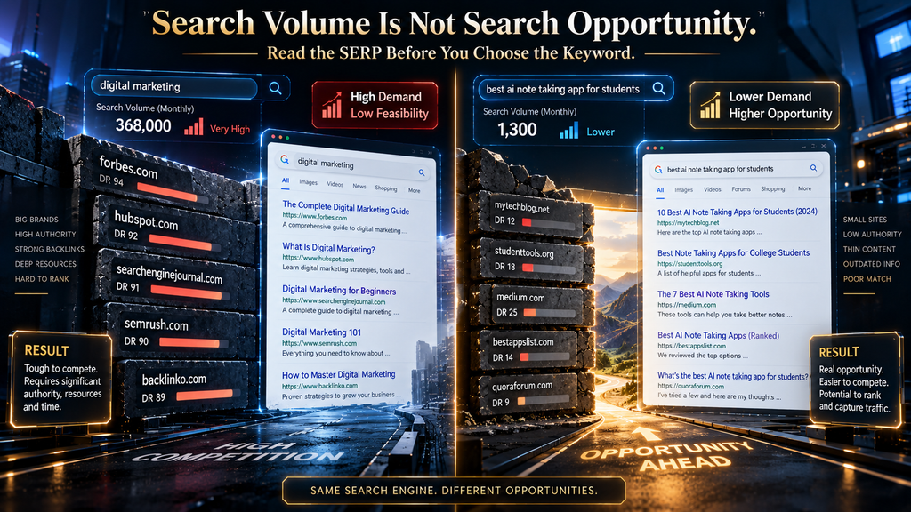 Search volume versus realistic SEO opportunity