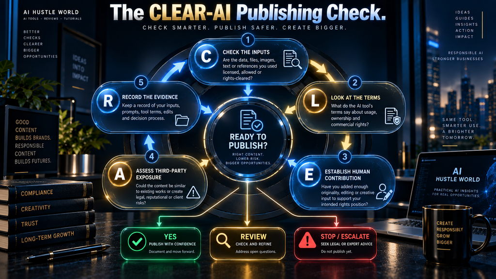 CLEAR-AI Publishing Check framework for reviewing AI-generated content before publication