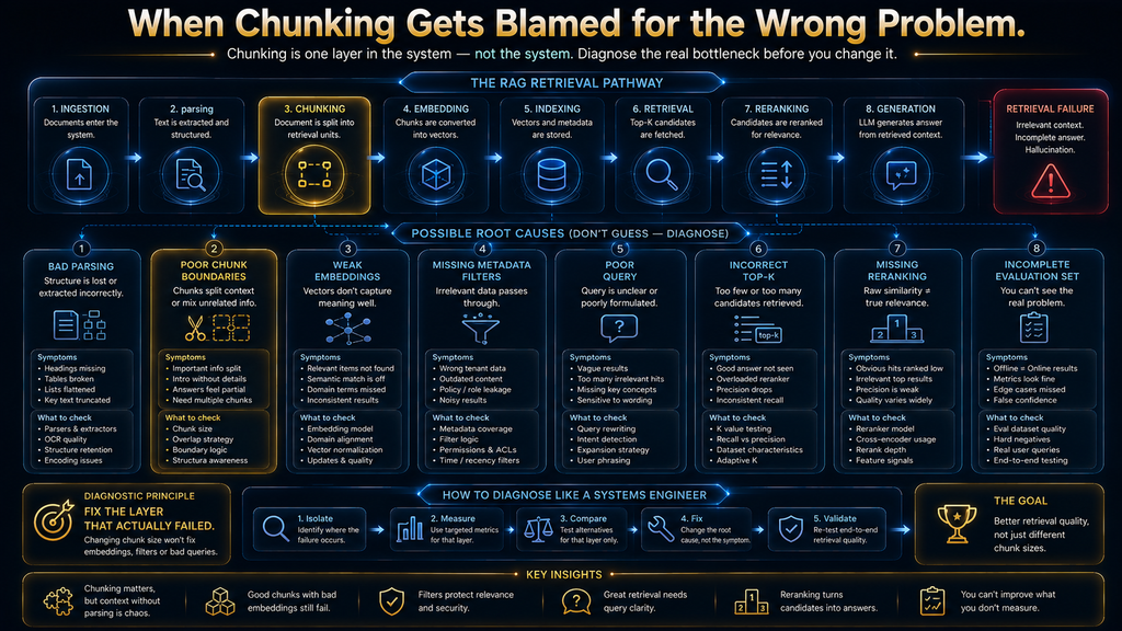 RAG troubleshooting framework for distinguishing chunking and retrieval failures
