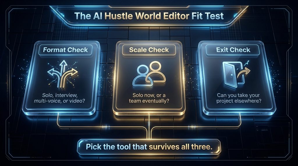 The AI Hustle World Editor Fit Test: format, scale, and exit checks