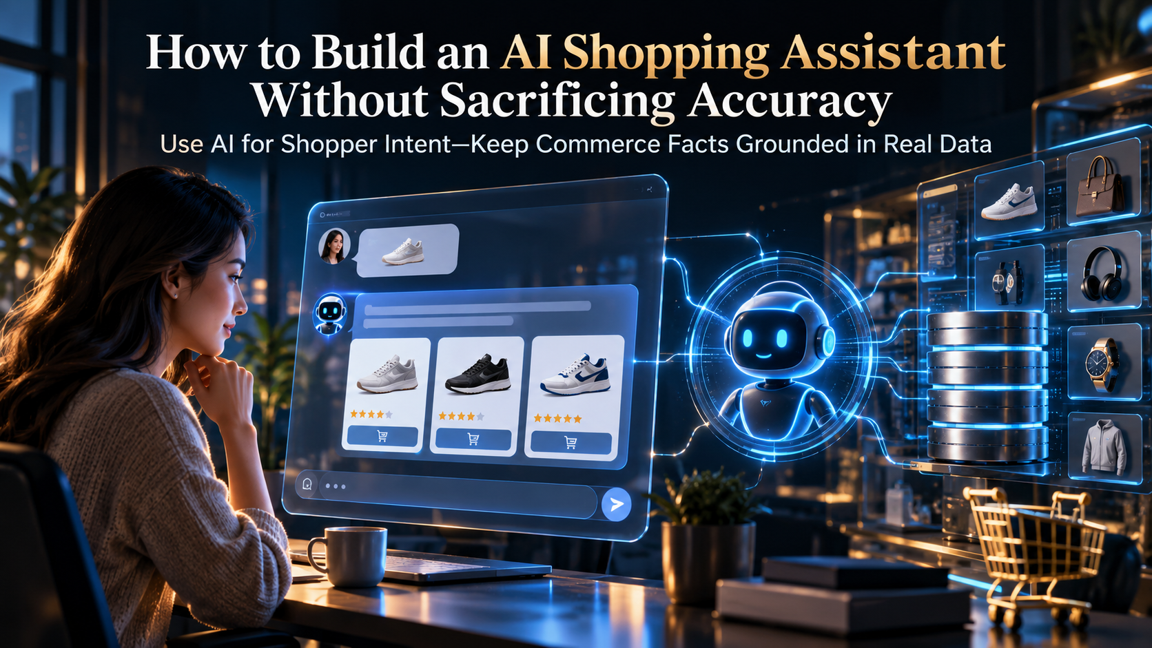 Build an AI shopping assistant helping an ecommerce shopper find accurate products using live catalog and commerce data.