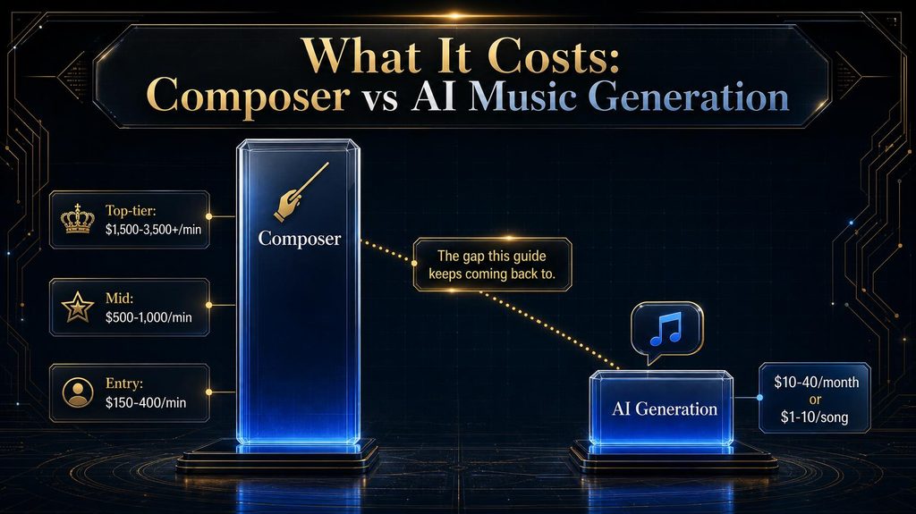 Cost comparison between hiring a composer and using AI music generation 