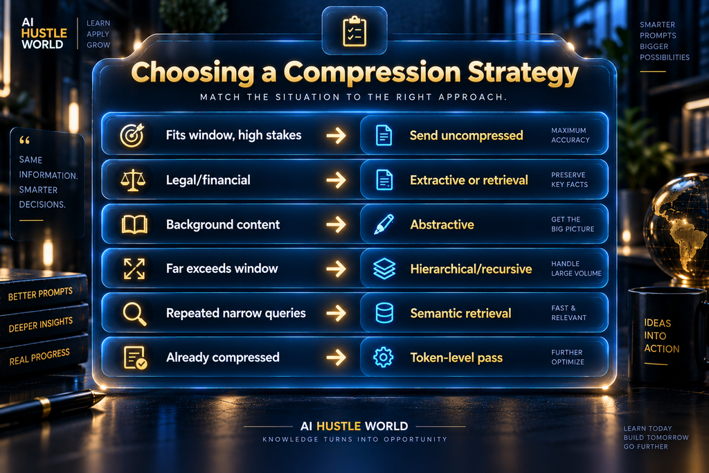 Decision framework checklist for choosing a document compression strategy by situation