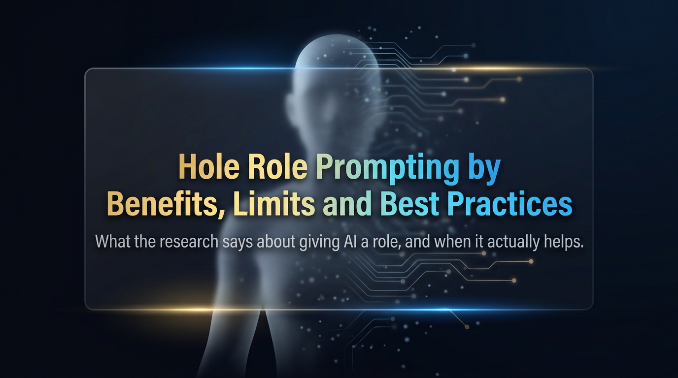 Hero banner for the article on how role prompting changes AI responses, showing the title and subtitle in a dark navy and gold premium design
