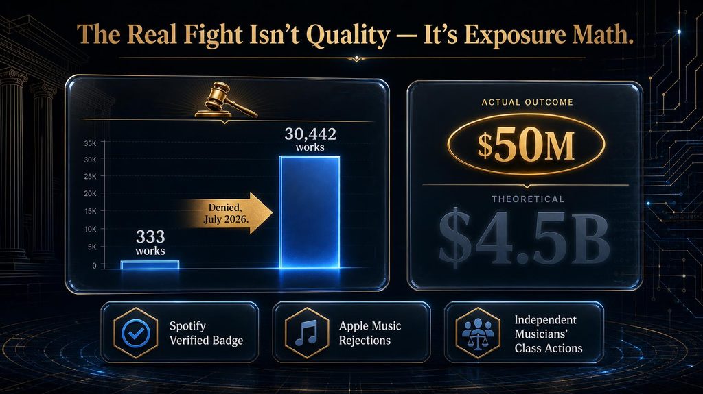 The Sony v. Udio lawsuit exposure math: 333 works versus 30,442 works 