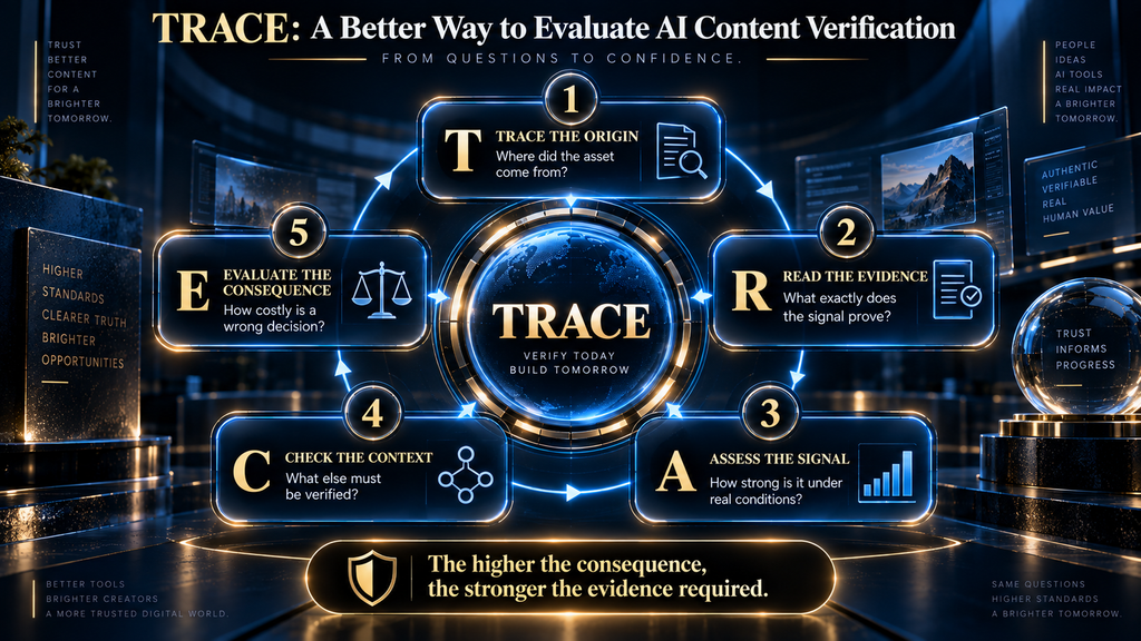 TRACE framework for evaluating AI content provenance and detection evidence