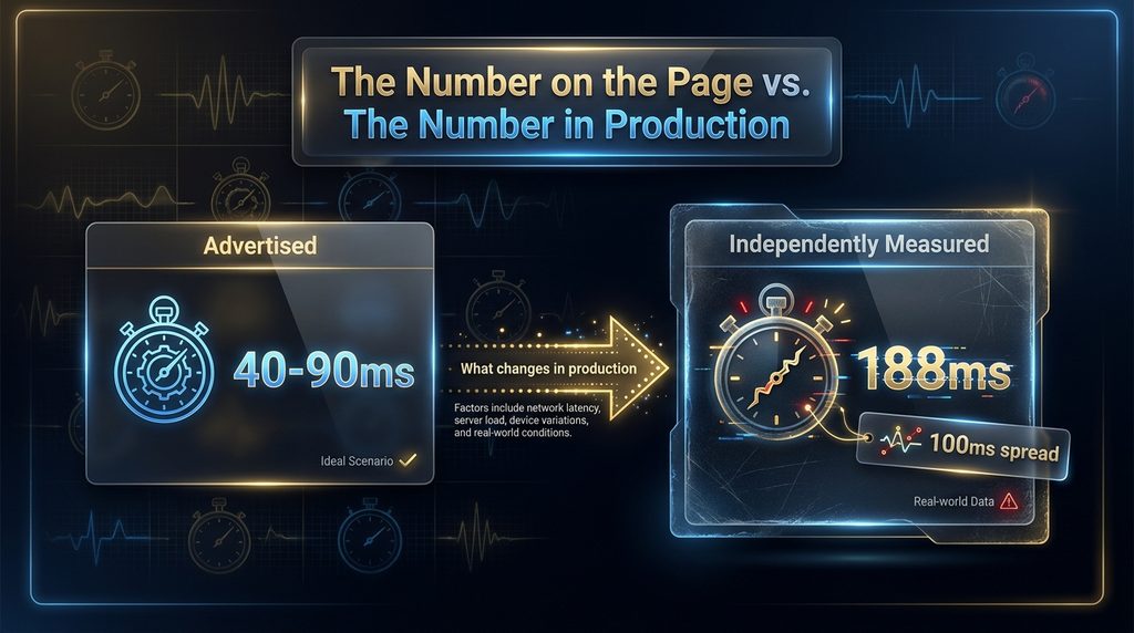 Cartesia's advertised 40-90ms latency versus Coval's independently measured 188ms 