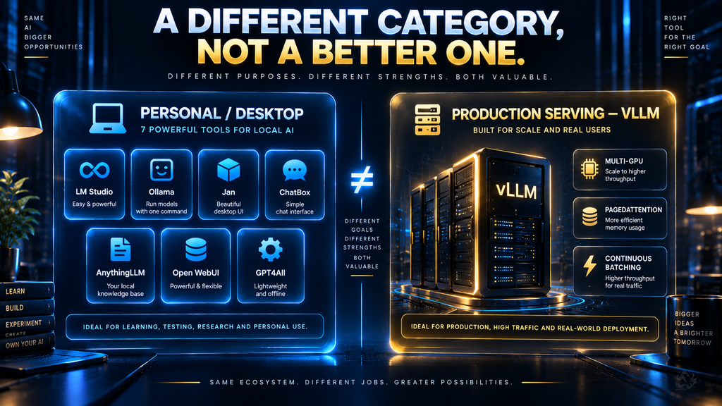 vLLM production-scale serving compared to personal local AI tools
