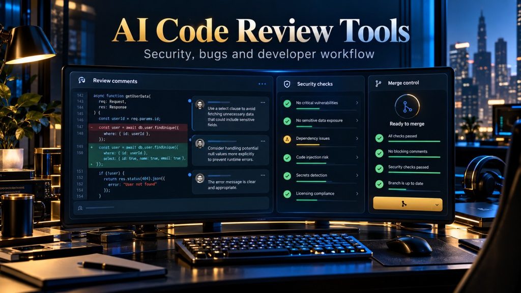 Best AI code review tools compared by review comments, security checks and merge controls.